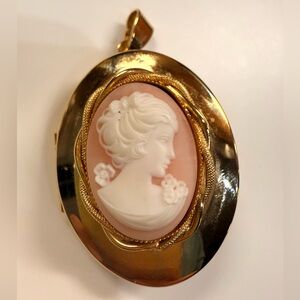 Gold and White Cameo Pendant locket